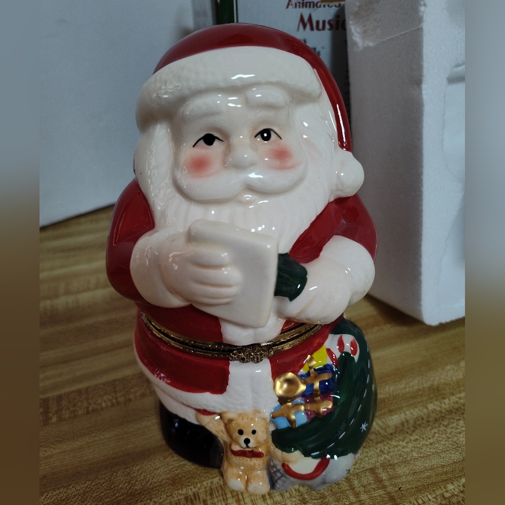 Mr Christmas Animated Music Box Santa And Moving Train Inside Vintage With box